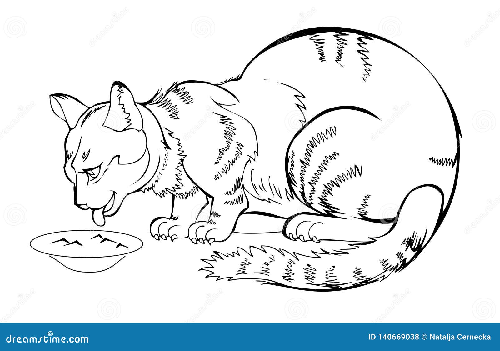 Кошка пьет молоко раскраска